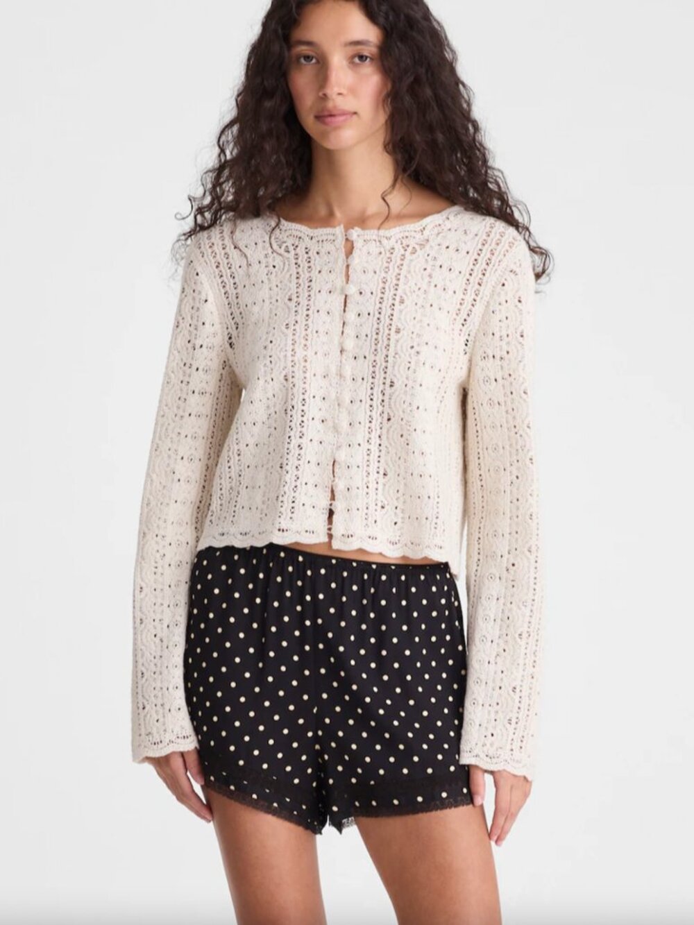 NWT Madewell Open Lace Knit Cardigan Sz S Vintage Ivory